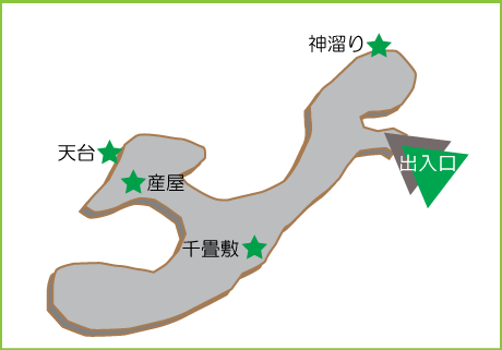 大根島第二溶岩隧道　竜渓洞洞内図